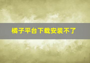 橘子平台下载安装不了