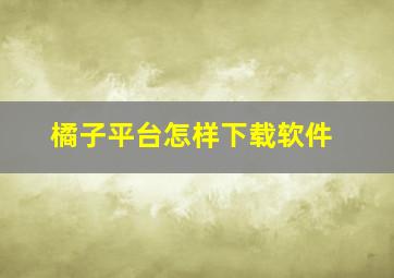 橘子平台怎样下载软件