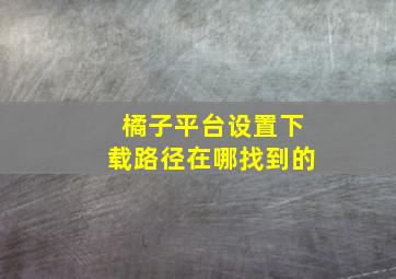 橘子平台设置下载路径在哪找到的