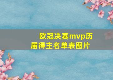 欧冠决赛mvp历届得主名单表图片