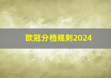 欧冠分档规则2024