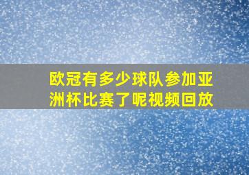 欧冠有多少球队参加亚洲杯比赛了呢视频回放