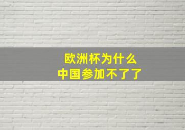 欧洲杯为什么中国参加不了了