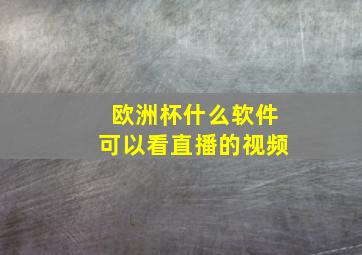 欧洲杯什么软件可以看直播的视频