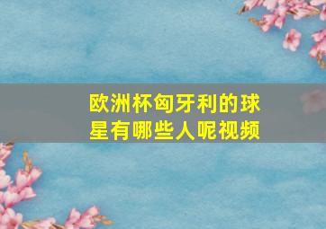 欧洲杯匈牙利的球星有哪些人呢视频