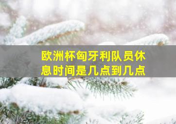 欧洲杯匈牙利队员休息时间是几点到几点