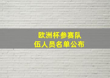 欧洲杯参赛队伍人员名单公布