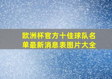 欧洲杯官方十佳球队名单最新消息表图片大全