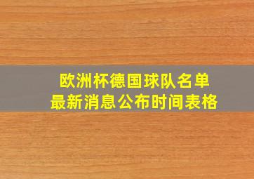 欧洲杯德国球队名单最新消息公布时间表格