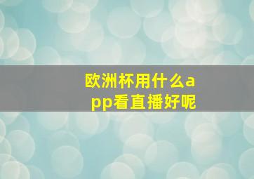 欧洲杯用什么app看直播好呢