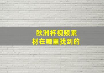 欧洲杯视频素材在哪里找到的