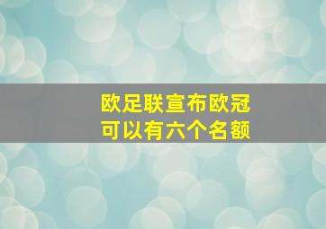 欧足联宣布欧冠可以有六个名额