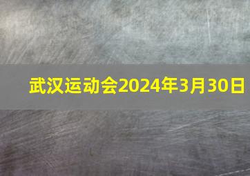 武汉运动会2024年3月30日