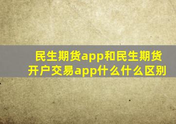 民生期货app和民生期货开户交易app什么什么区别