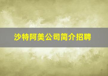 沙特阿美公司简介招聘