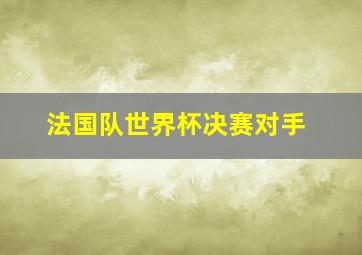 法国队世界杯决赛对手