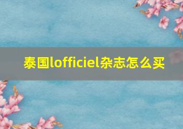 泰国lofficiel杂志怎么买