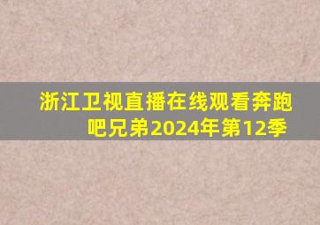 浙江卫视直播在线观看奔跑吧兄弟2024年第12季