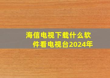 海信电视下载什么软件看电视台2024年