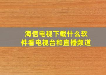 海信电视下载什么软件看电视台和直播频道