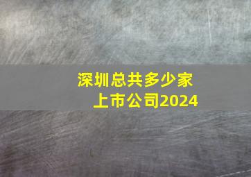 深圳总共多少家上市公司2024