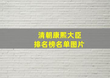 清朝康熙大臣排名榜名单图片