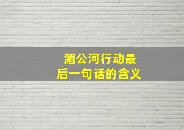 湄公河行动最后一句话的含义