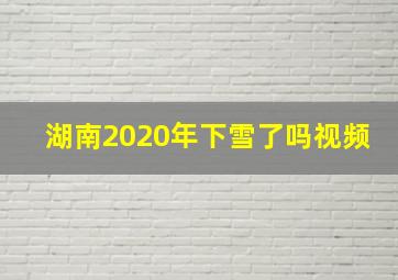 湖南2020年下雪了吗视频