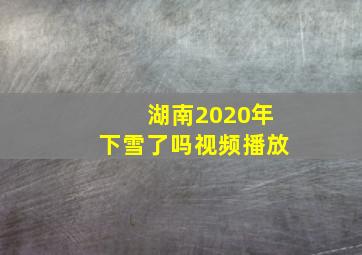 湖南2020年下雪了吗视频播放