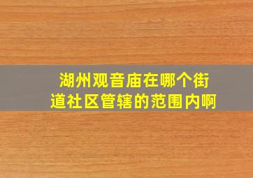 湖州观音庙在哪个街道社区管辖的范围内啊