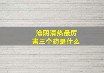 滋阴清热最厉害三个药是什么