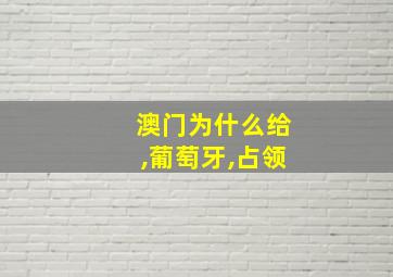 澳门为什么给,葡萄牙,占领