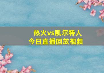 热火vs凯尔特人今日直播回放视频