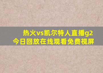 热火vs凯尔特人直播g2今日回放在线观看免费视屏