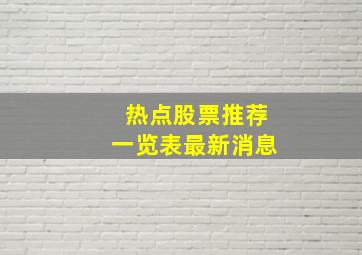 热点股票推荐一览表最新消息