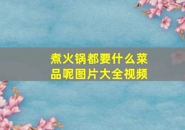 煮火锅都要什么菜品呢图片大全视频