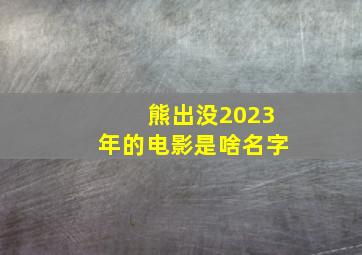 熊出没2023年的电影是啥名字