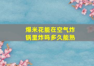 爆米花能在空气炸锅里炸吗多久能熟