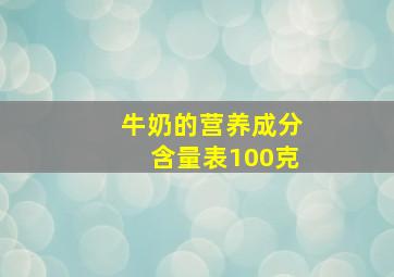 牛奶的营养成分含量表100克