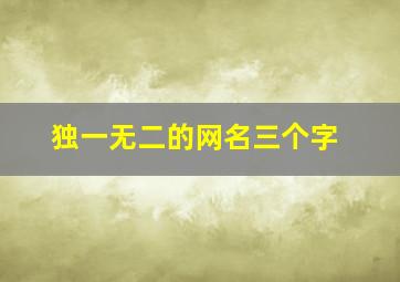 独一无二的网名三个字