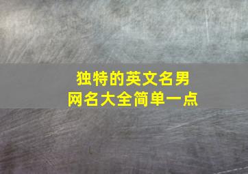 独特的英文名男网名大全简单一点