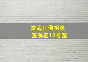 玄武山佛祖灵签解签12号签