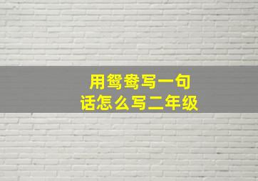 用鸳鸯写一句话怎么写二年级