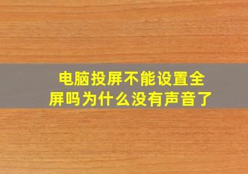 电脑投屏不能设置全屏吗为什么没有声音了