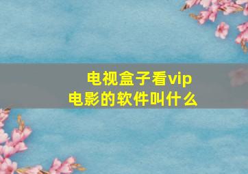 电视盒子看vip电影的软件叫什么