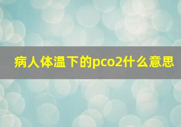 病人体温下的pco2什么意思