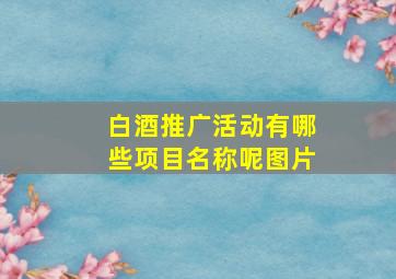 白酒推广活动有哪些项目名称呢图片