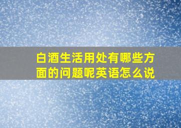 白酒生活用处有哪些方面的问题呢英语怎么说