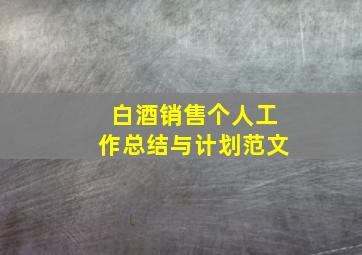 白酒销售个人工作总结与计划范文