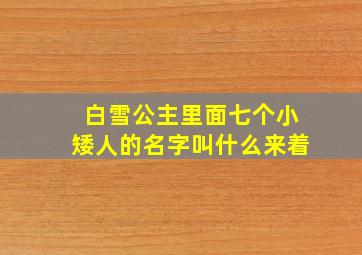 白雪公主里面七个小矮人的名字叫什么来着